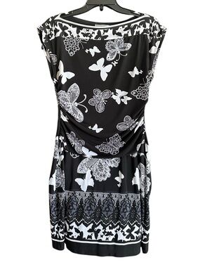 Intermission Black & White Butterfly Print Women's Dress. Size 8.